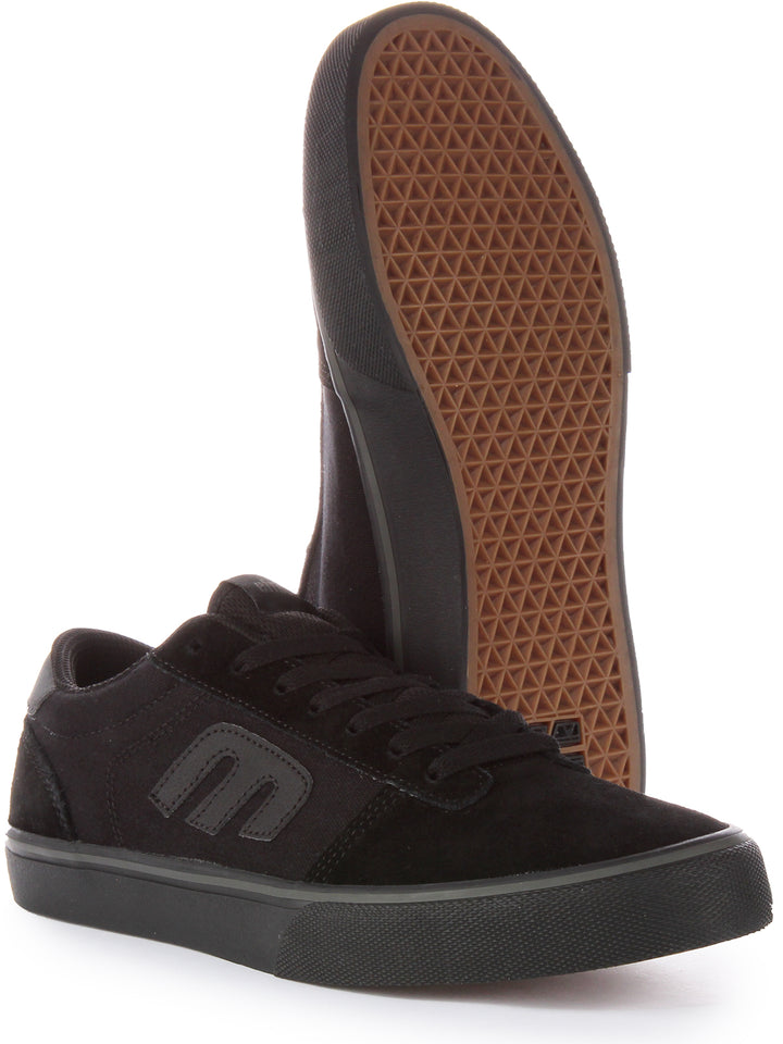 Etnies Calli Vulc Baskets à lacets en toile et en daim pour hommes en noir noir