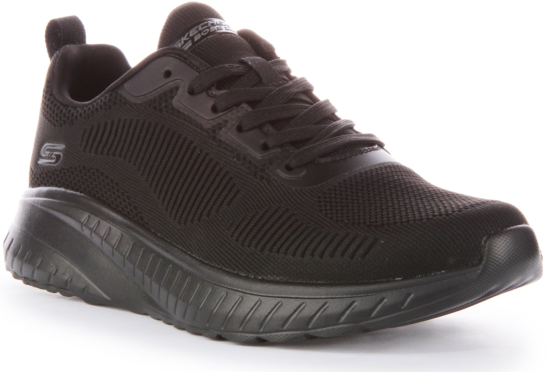 Skechers Bobs Sport Squad Chaos Prism Bold Baskets veganes en maille a lacets pour hommes en noir noir