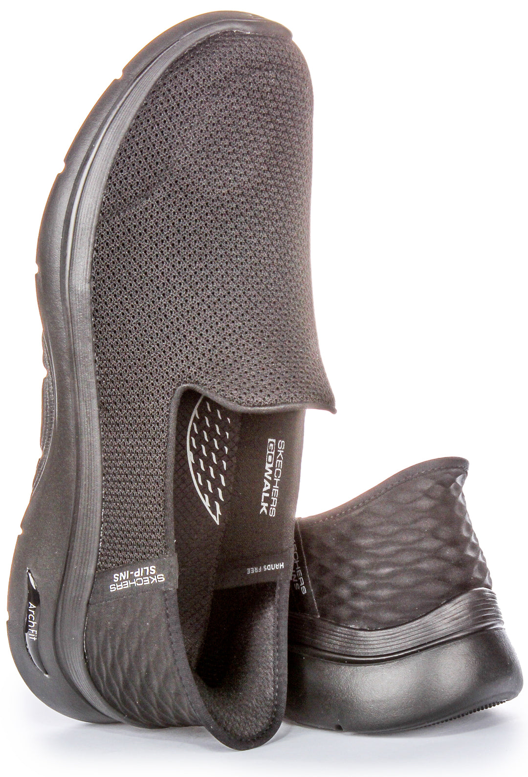 Skechers Go Walk Arch Fi Einfach zu tragende bequeme SlipIns DamenVegane Sneaker in Schwarz Schwarz