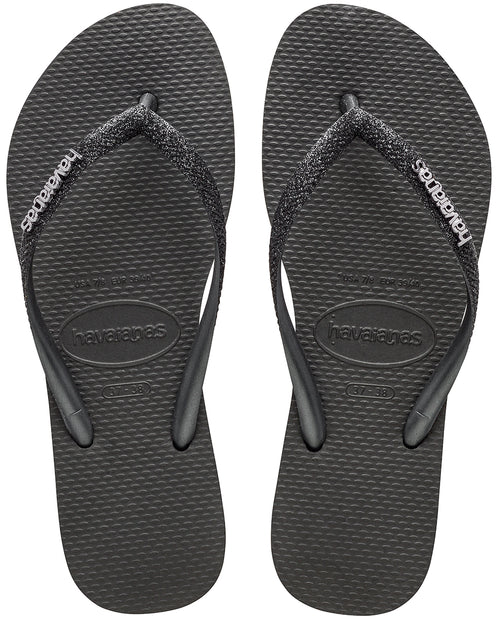 Havaianas Slim Glitter II In Black Black For Women