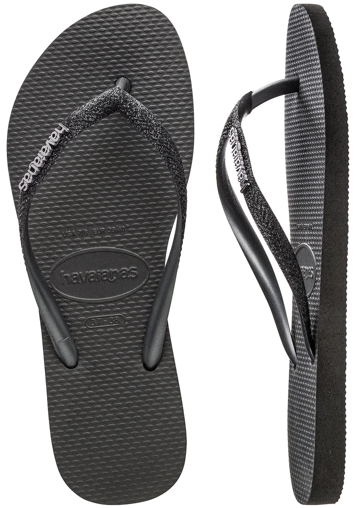 Havaianas Slim Glitter II In Black Black For Women