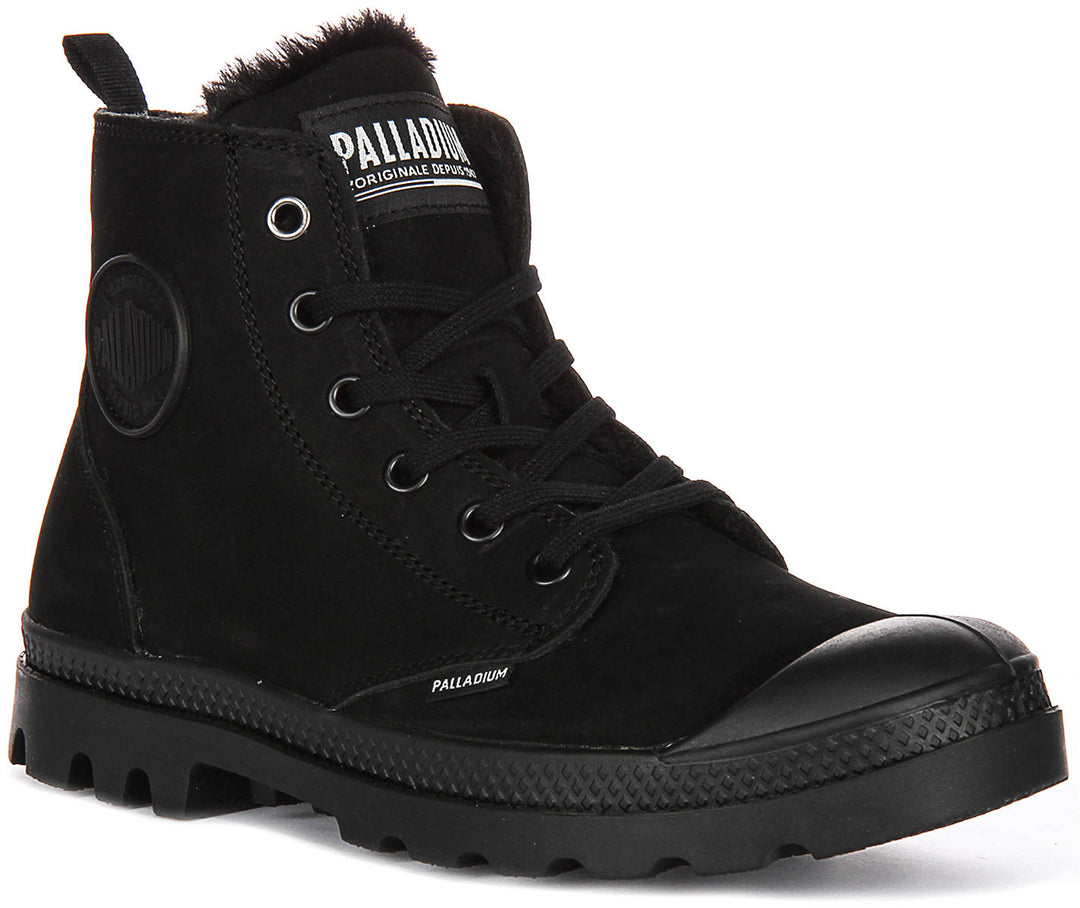 Palladium Pampa Hi Zip All Black For Women Winter Lined Boots
