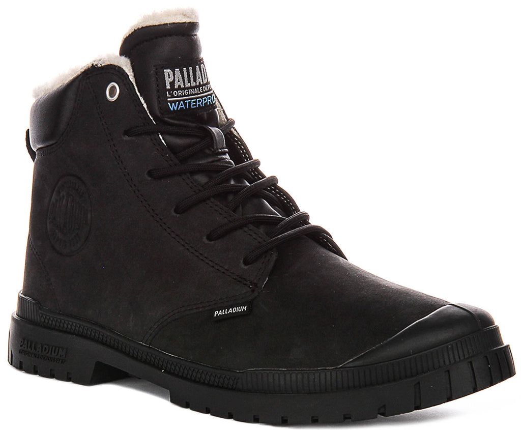 Palladium SP20 Cuff Lth In Black Mens Lace up Waterproof Boots