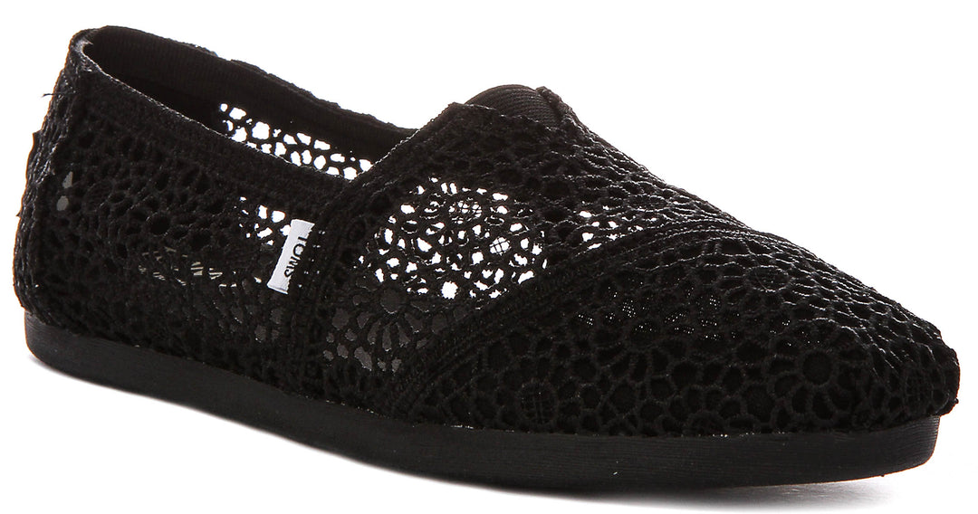 Toms Alpargata Classic Crochet In All Black For Women