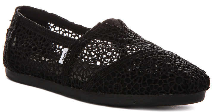 Toms Alpargata Classic Crochet In All Black For Women