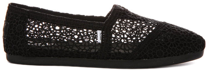 Toms Alpargata Classic Crochet In All Black For Women