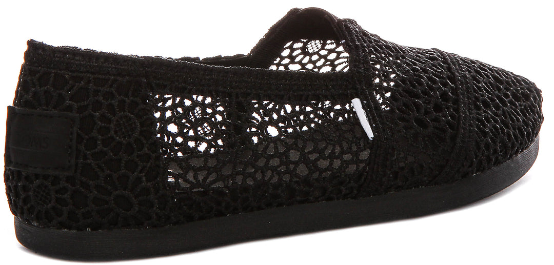 Toms Alpargata Classic Crochet In All Black For Women