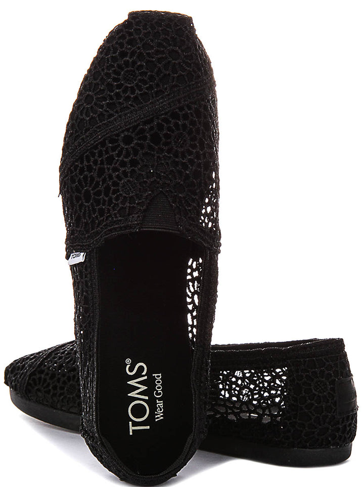 Toms Alpargata Classic Crochet In All Black For Women