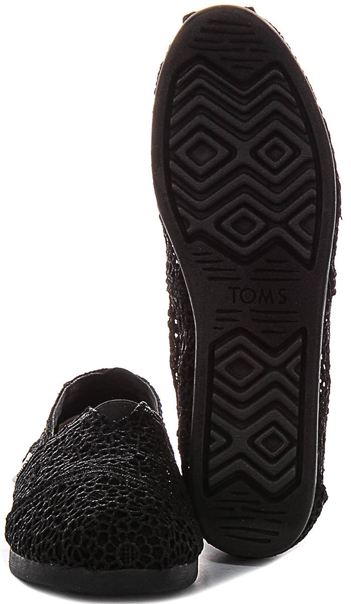 Toms Alpargata Classic Crochet In All Black For Women