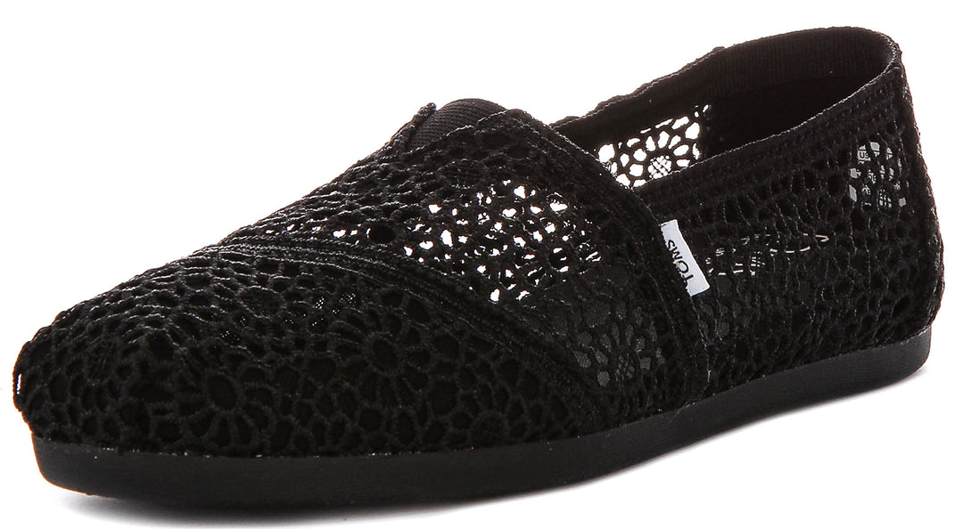 Toms Alpargata Classic Crochet In All Black For Women