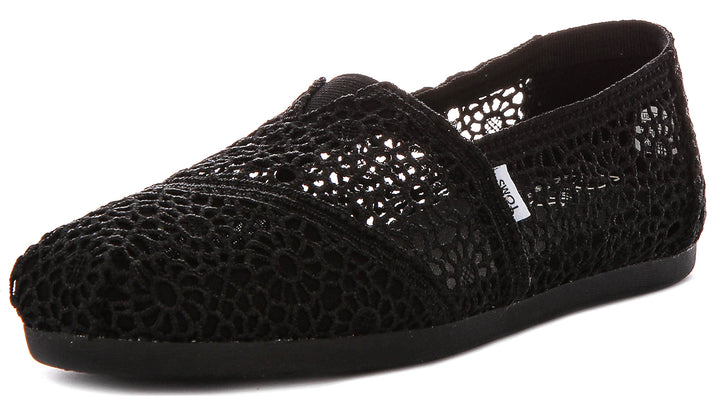 Toms Alpargata Classic Crochet In All Black For Women