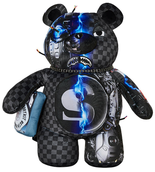 Sprayground Cyborg Bear Backpack In Black Blue