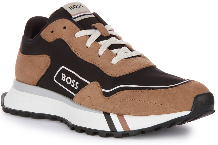 Boss Jonah Runn SDTX Baskets décontractées à lacets pour hommes en noir brun