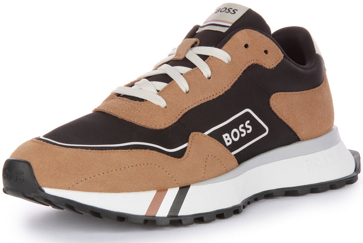 Boss Jonah Runn SDTX Baskets décontractées à lacets pour hommes en noir brun