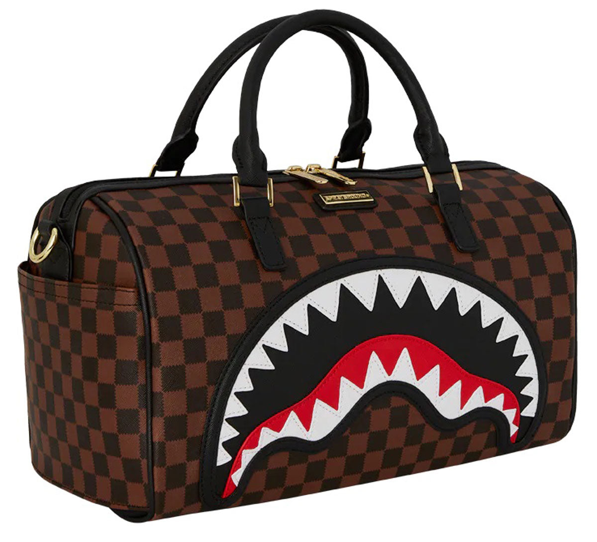 Sprayground Sawtooth Sharks In Paris Mini Duffle In Brown Check