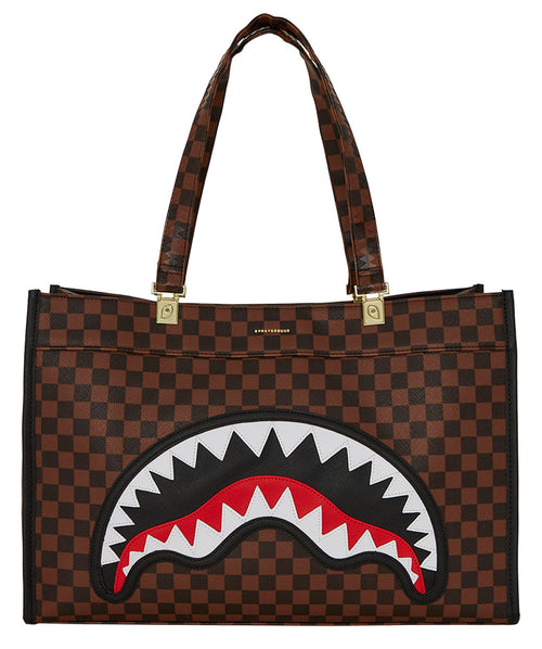 Sprayground Sawtooth Sharks In Paris Totel Bag In Black Brown