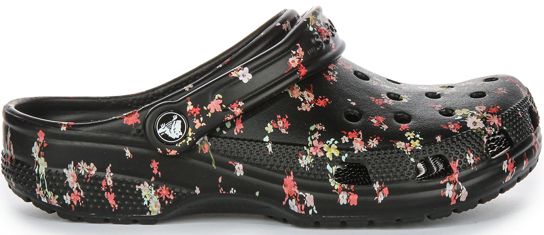 Crocs Classic Ditsy In Black Flower