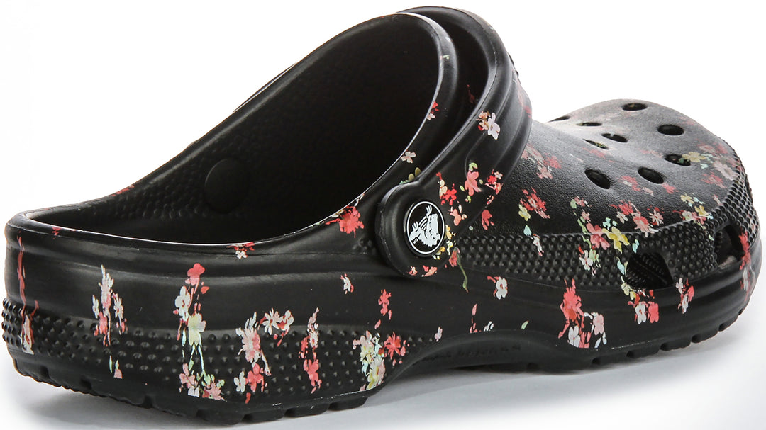 Crocs Classic Ditsy In Black Flower