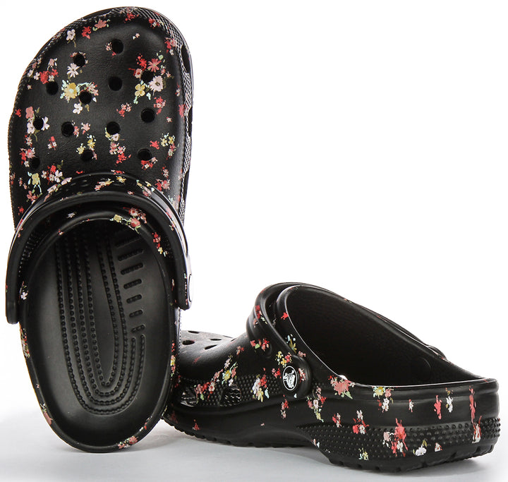 Crocs Classic Ditsy In Black Flower