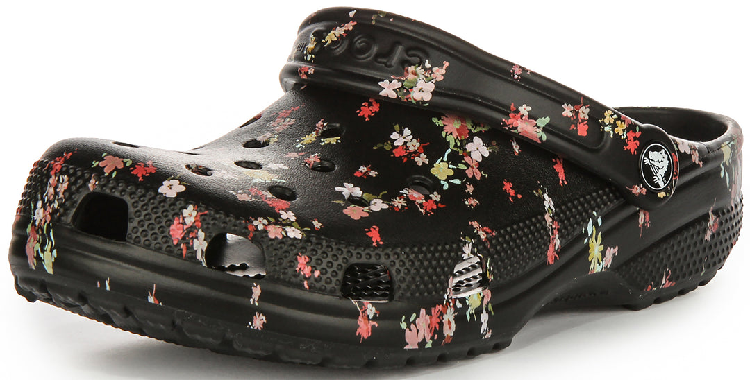 Crocs Classic Ditsy In Black Flower