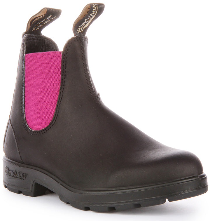 Blundstone 2208 Bota Chelsea de piel para mujer en negro fucsia