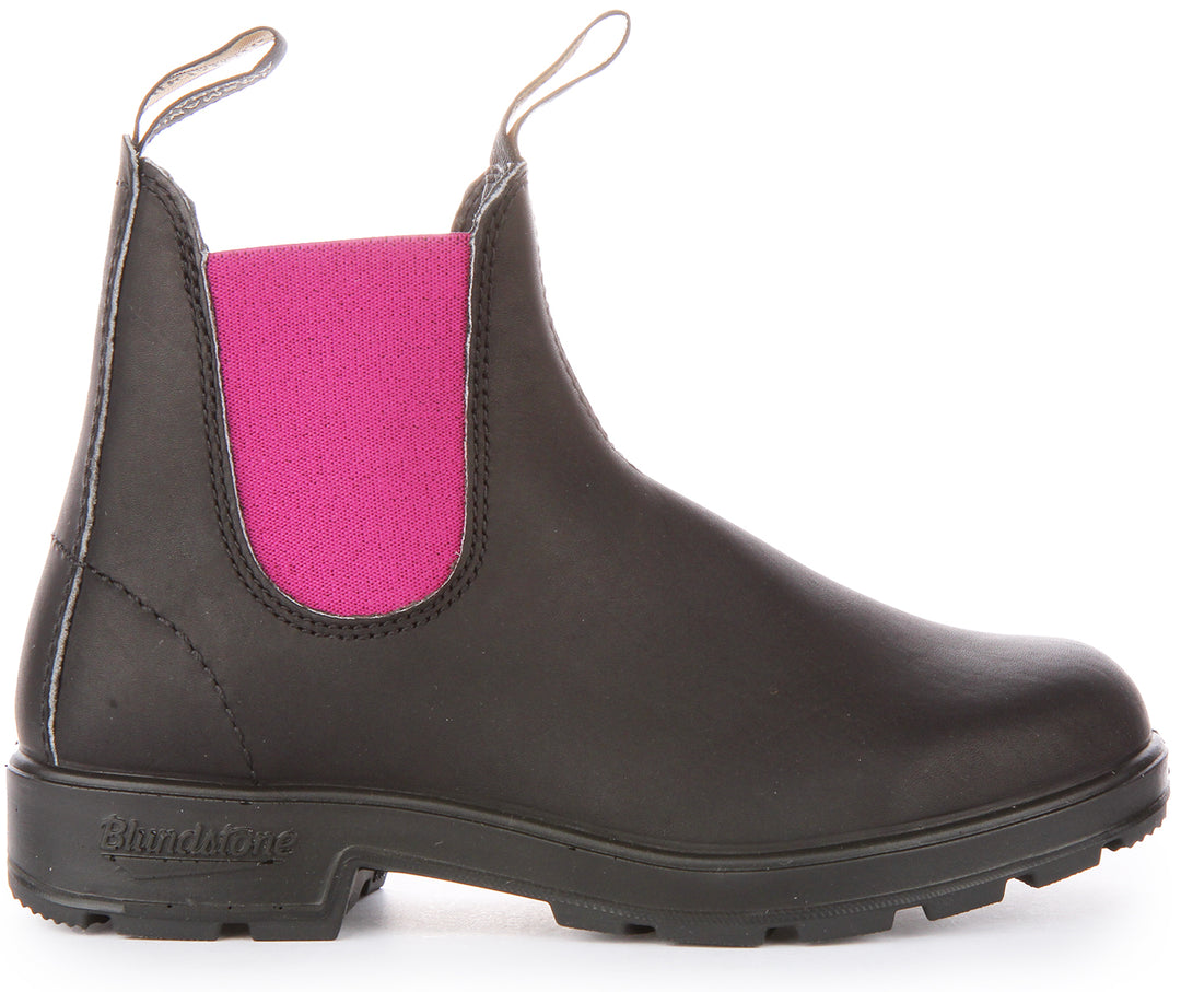 Blundstone 2208 Bota Chelsea de piel para mujer en negro fucsia