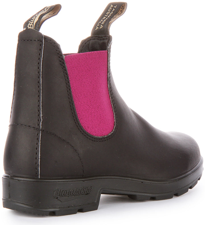 Blundstone 2208 Bota Chelsea de piel para mujer en negro fucsia