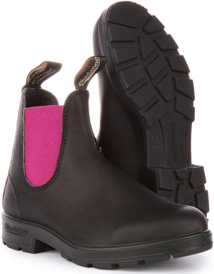 Blundstone 2208 Bota Chelsea de piel para mujer en negro fucsia