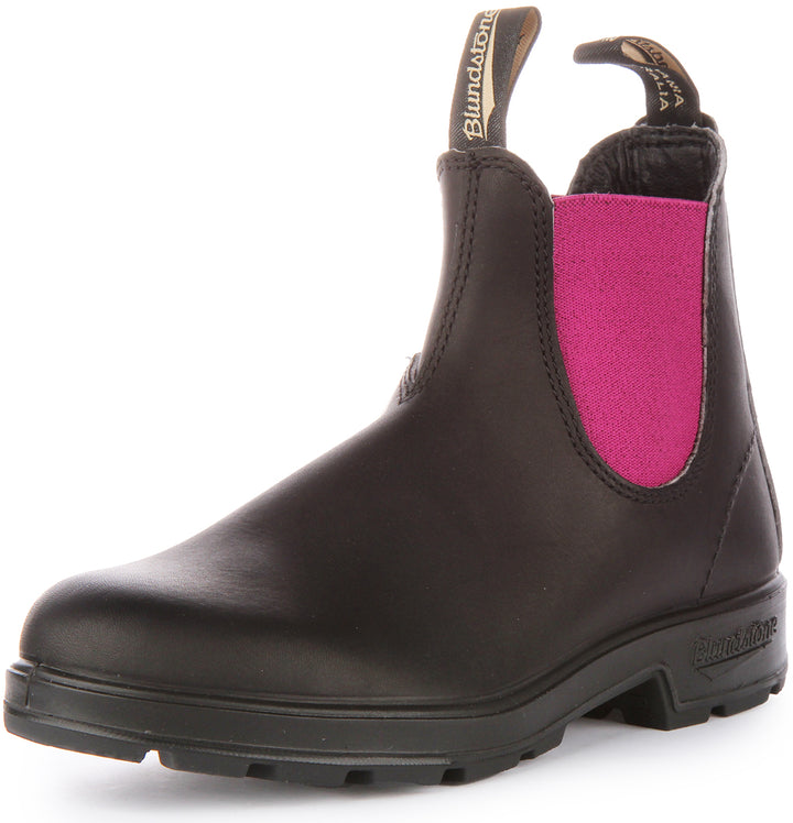 Blundstone 2208 Bota Chelsea de piel para mujer en negro fucsia