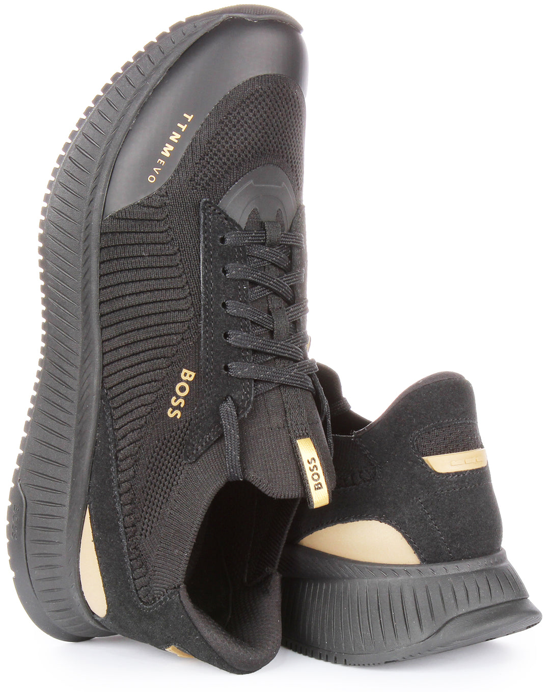 Boss TTNM Evo Slon KNSD Zapatillas con cordones de punto para hombre en negro dorado