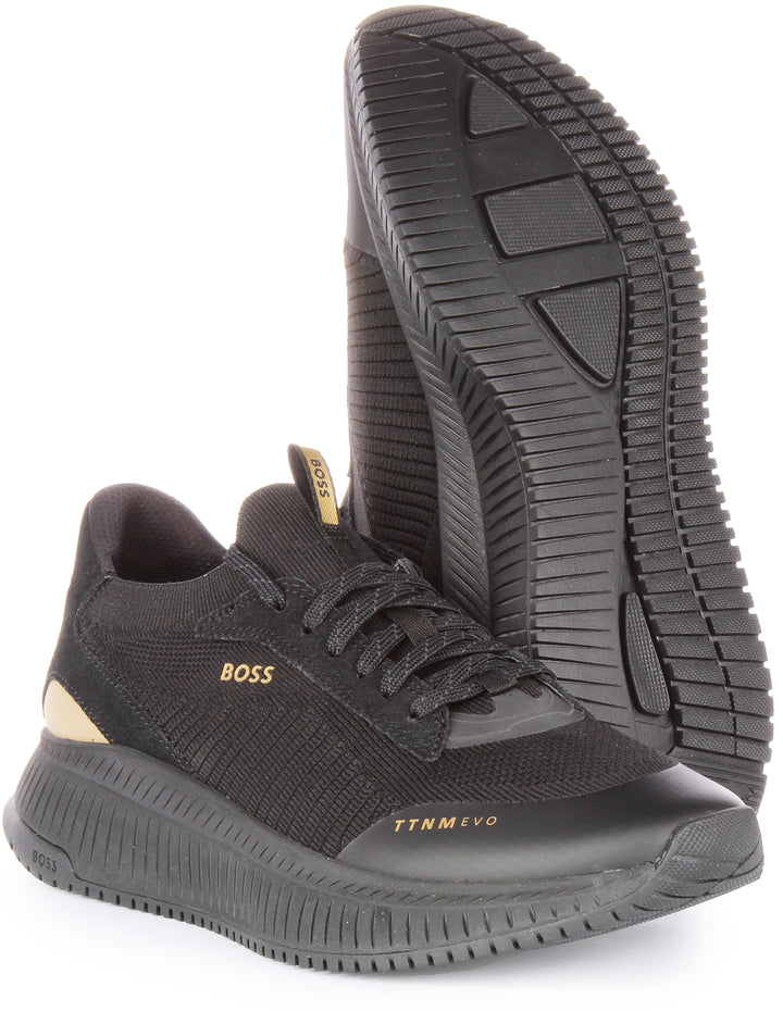 Boss TTNM Evo Slon KNSD Zapatillas con cordones de punto para hombre en negro dorado