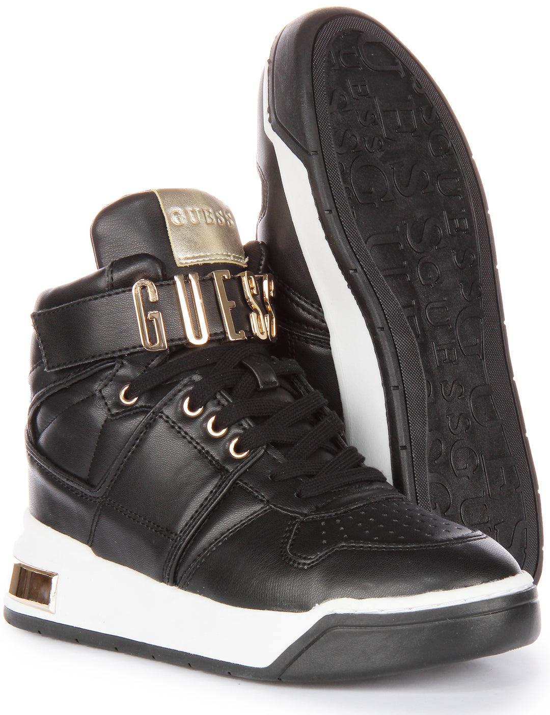 Guess Corten Hi Top in Black Gold for Women Entrenadores de