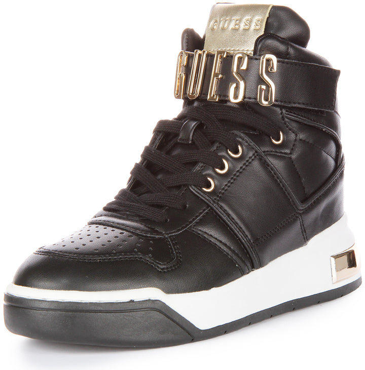 Guess Corten Hi Top In Black Gold For Women