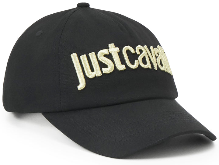 Just Cavalli Casquette en coton avec logo brodé pour hommes en noir or