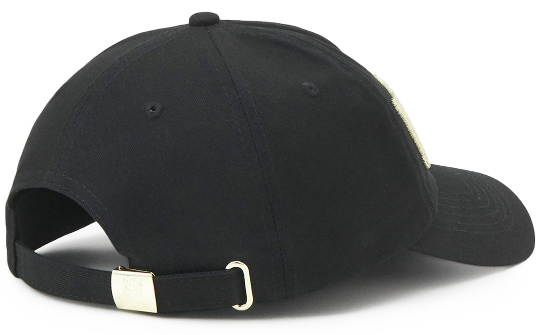 Just Cavalli Gorra de algodón con logotipo bordado para hombre en negro dorado