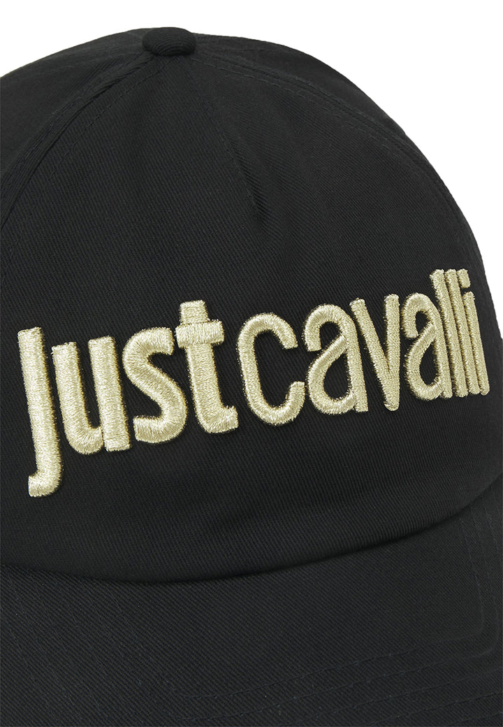 Just Cavalli Casquette en coton avec logo brodé pour hommes en noir or