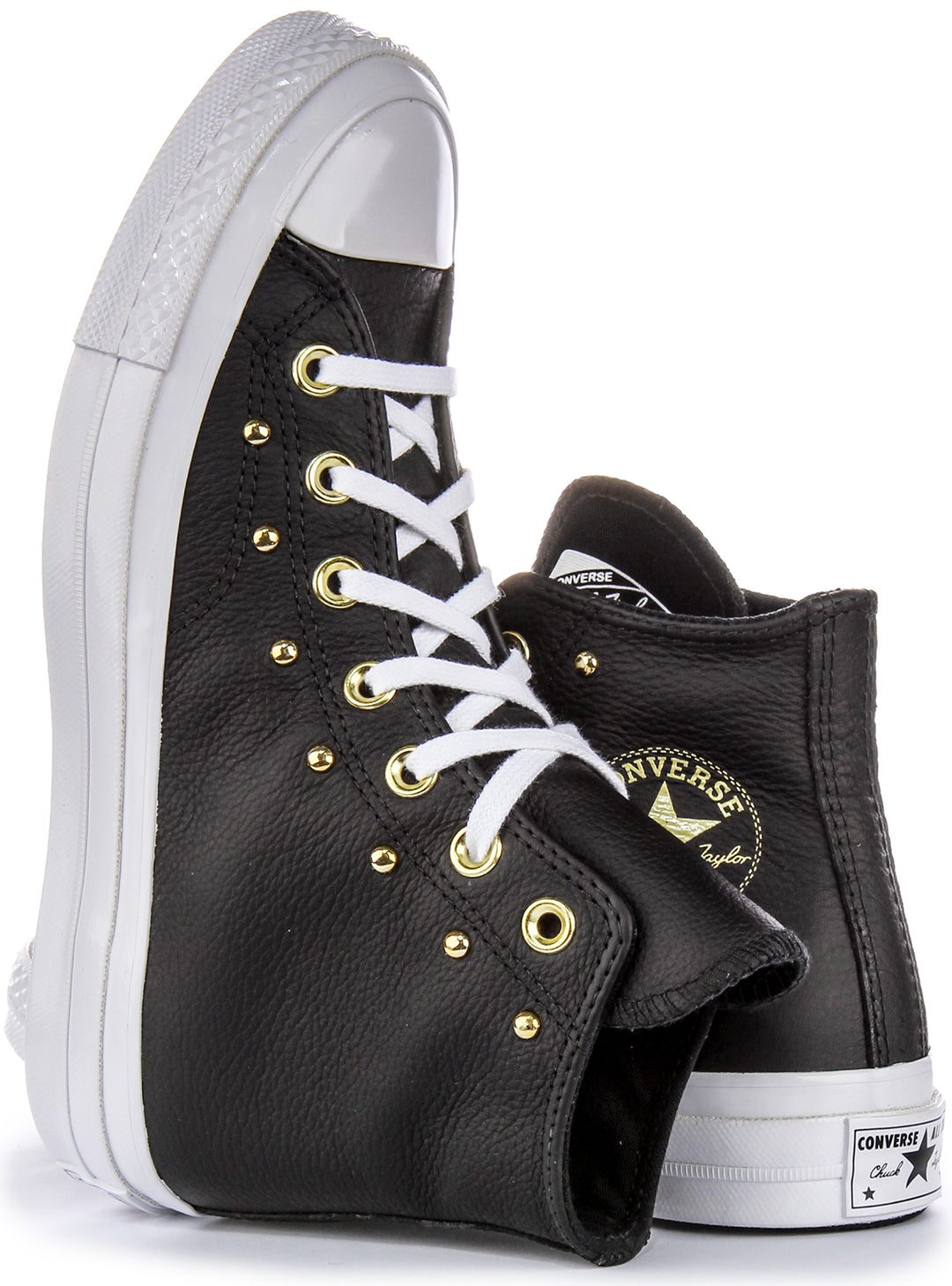 Converse All Star Lift A06809C In Black Gold Leather