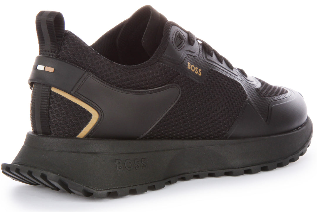 Leather Trainers Hugo Boss Black And Gold Shoes Bazarcom Logo Shoes For Men Hugo Boss Boss Parkour Runn Black And