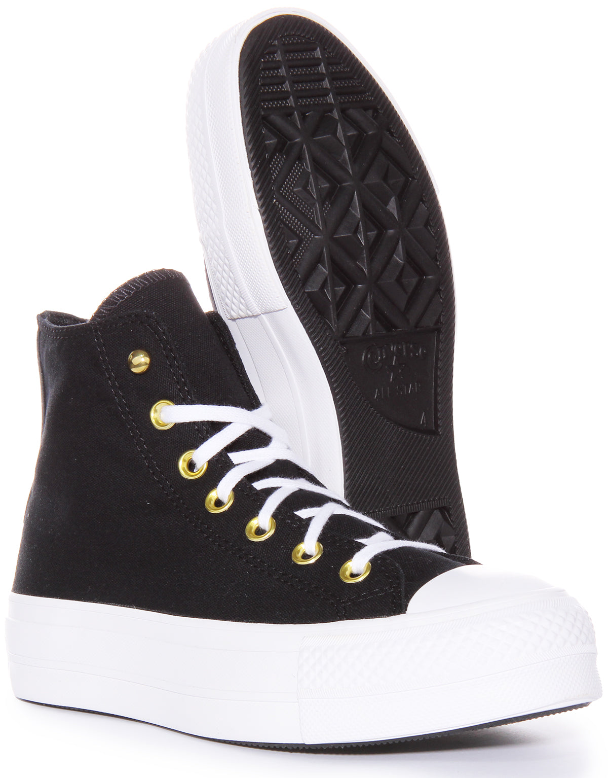 Black and gold high top converse on sale