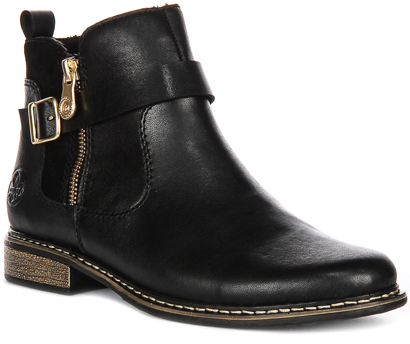 Rieker Z4959-00 In Black Gold For Women | Fur Linned Boots