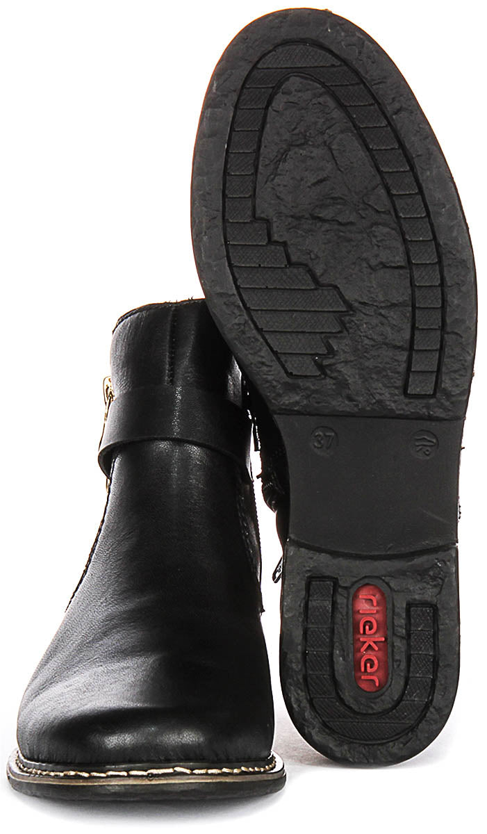 Rieker Z4959-00 In Black Gold For Women | Fur Linned Boots