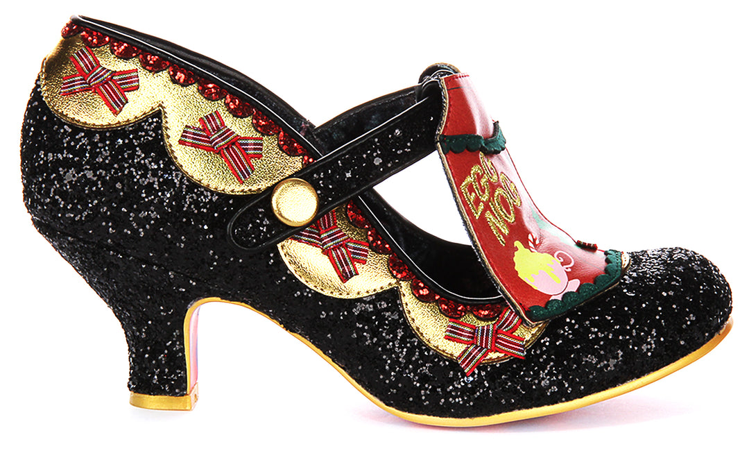 Irregular Choice Eggcellent In Black Gold For Women