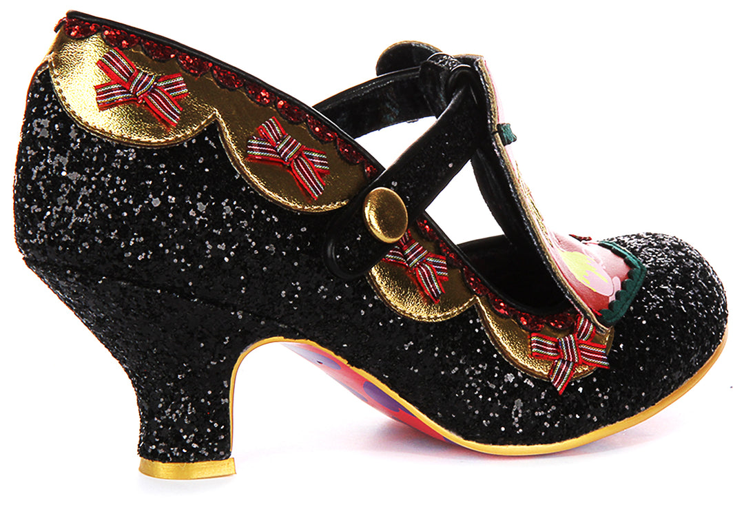 Irregular Choice Eggcellent Black Gold Women Christmas Shoes