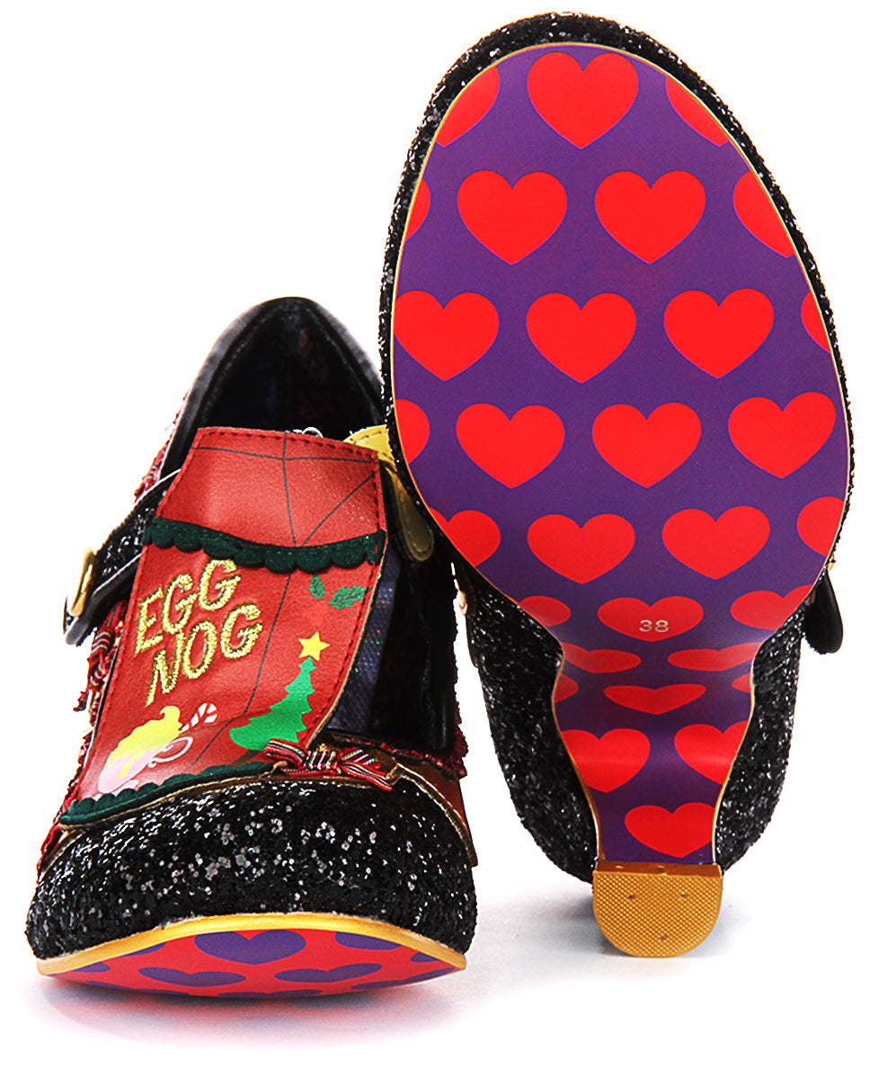 Irregular Choice Eggcellent In Black Gold For Women