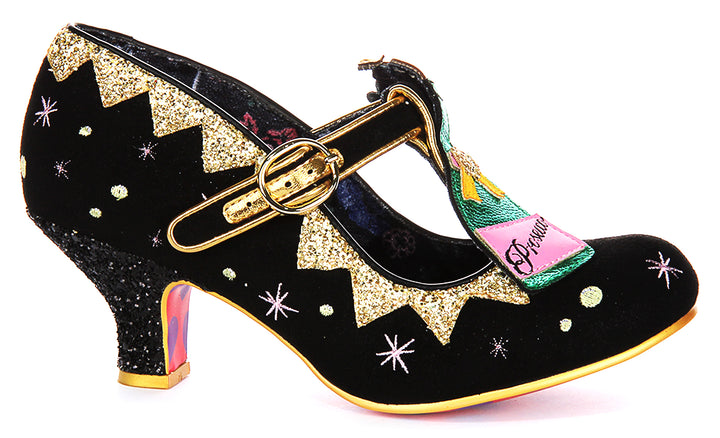 Irregular Choice Sip Sip Hooray In Black Gold For Women