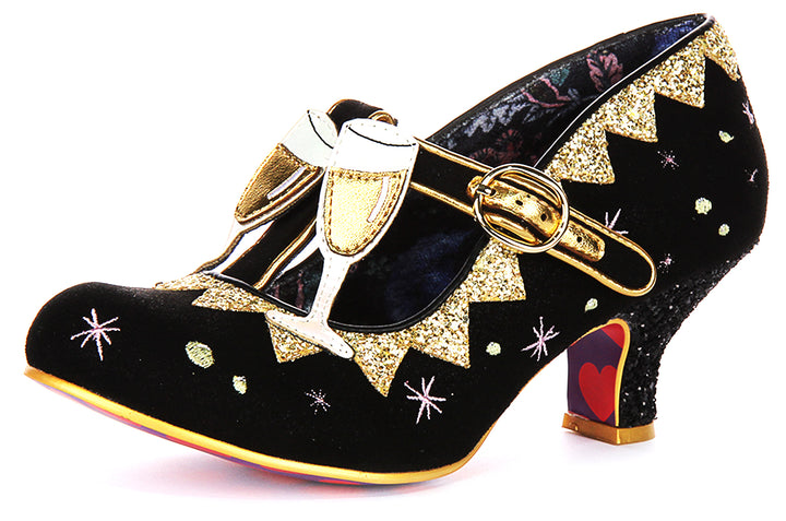 Irregular Choice Sip Sip Hooray In Black Gold For Women