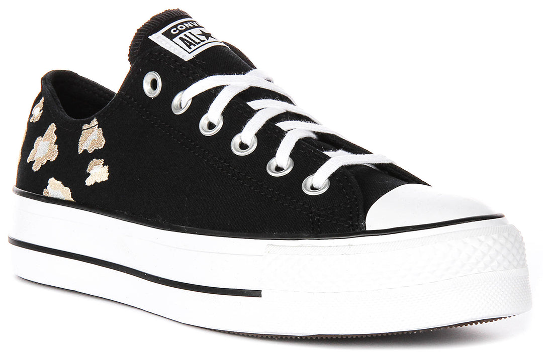 Converse All Star Lift Low A14937C In Black Gold For Women
