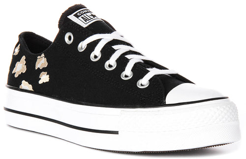 Converse All Star Lift Low A14937C In Black Gold For Women