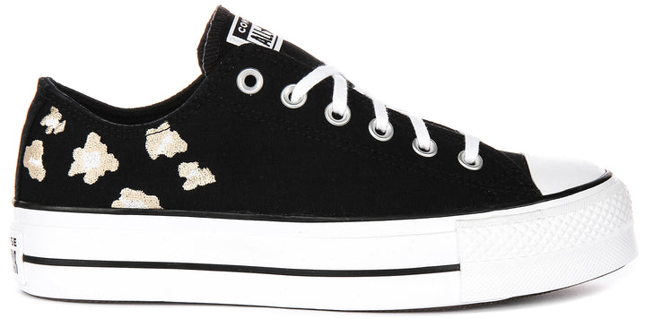 Converse All Star Lift Low A14937C In Black Gold For Women