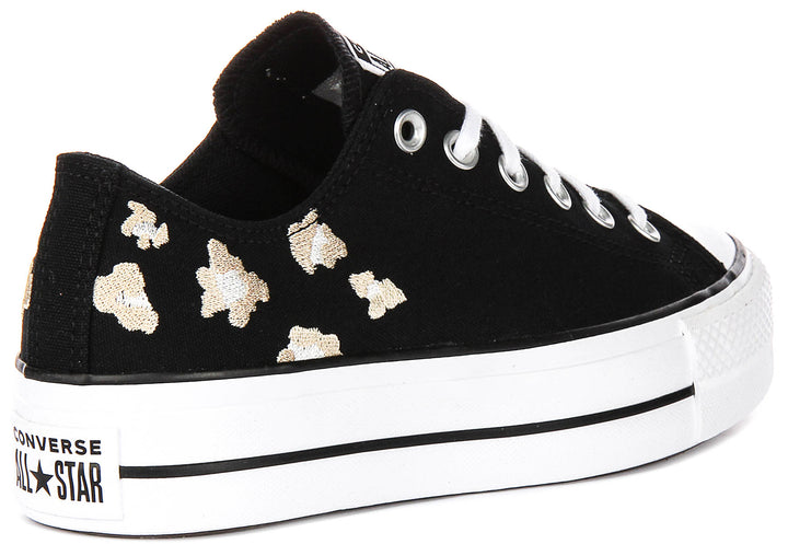 Converse All Star Lift Low A14937C In Black Gold For Women